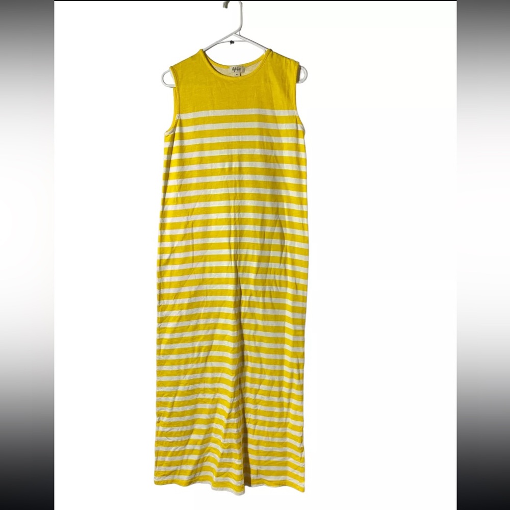 Style & Co. Womens sleeveless yellow/ white striped maxi dress, size X-Large New